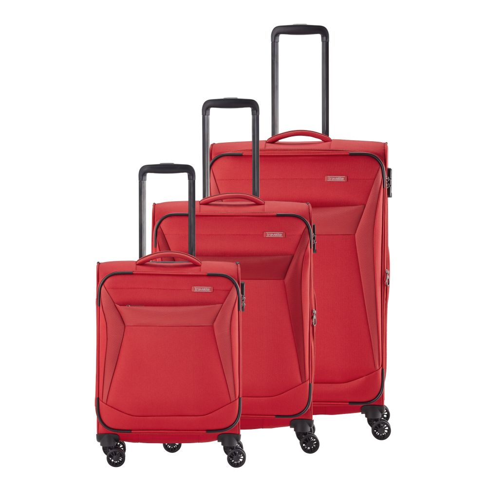 CHIOS suitcase set with 4 wheels size L/M/S - red