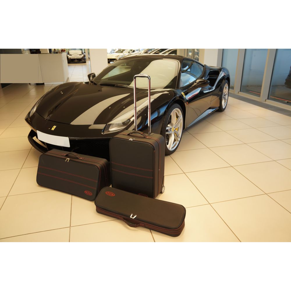 Ferrari 458 Italia/Spider + 488 GTB/Spider (EU version) - 3-piece luggage set trunk - red stitching