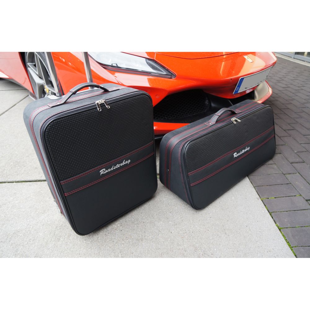 Ferrari F8 Tributo + F8 Spider (incl. 488 Pista + 458 Speziale) - 2-piece trunk set - red stitching/grey lining